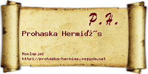 Prohaska Hermiás névjegykártya